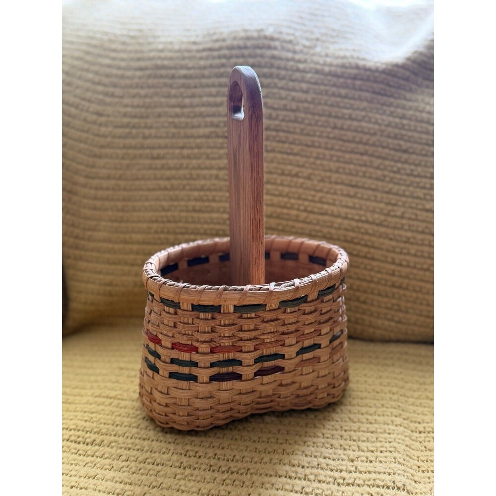 Hand-Woven Splint Wood Basket